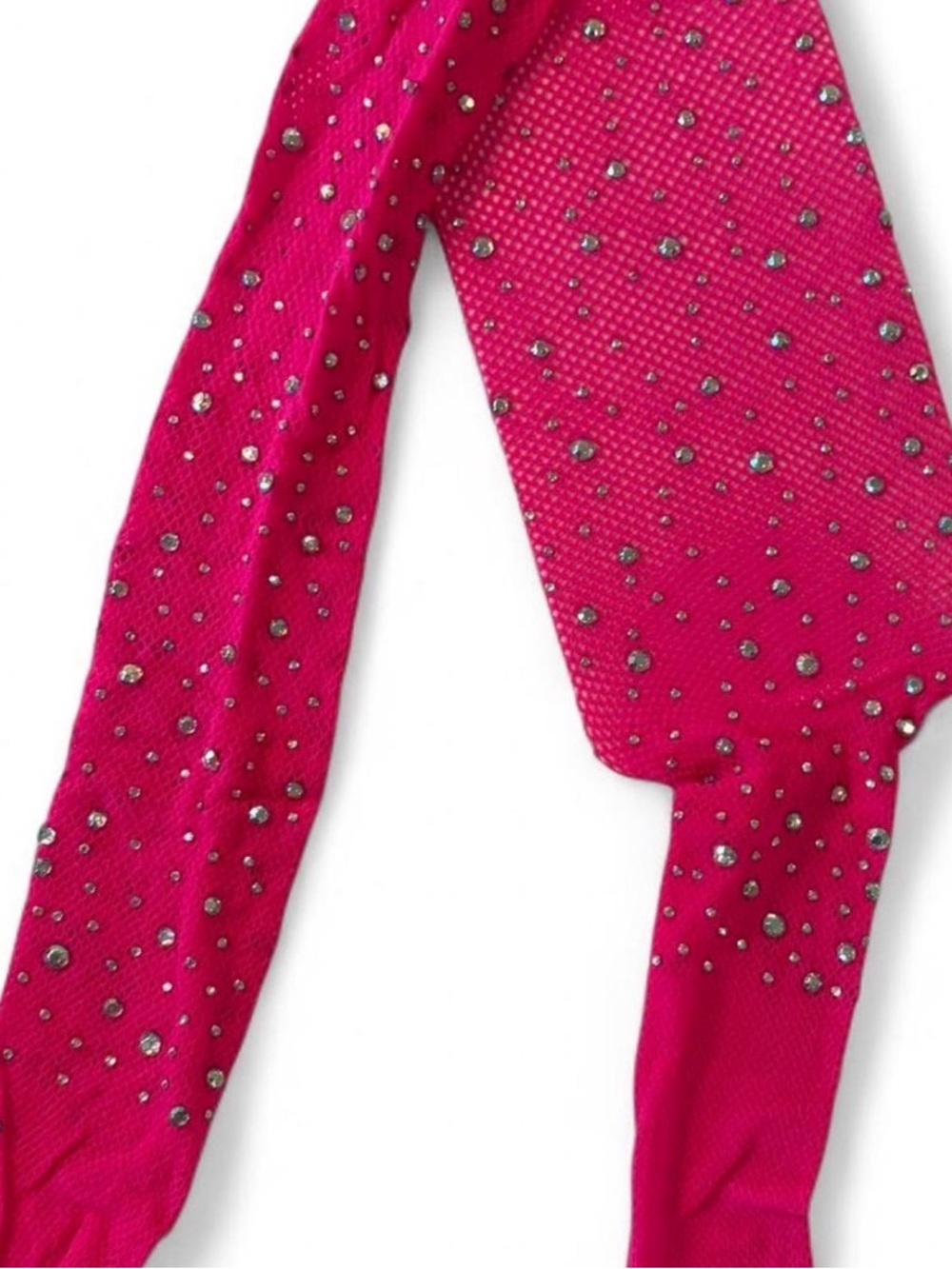 Fishnet tights with silver rhinestones